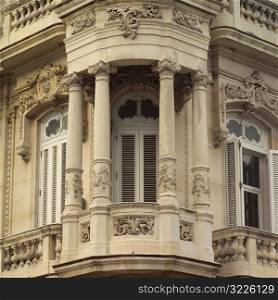 Columns of a balcony of a building, Havana, Cuba
