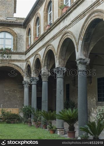 Columns of a building, Orvieto, Terni Province, Umbria, Italy