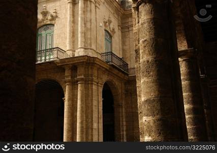 Columns of an ancient building structure, Havana, Cuba