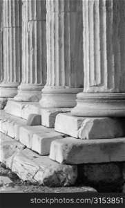 Columns of an ancient historical building in Athens, Greece