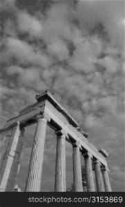 Columns of an ancient historical building in Athens, Greece