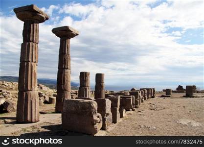 Columns of Athena temple in Assos, Turkey