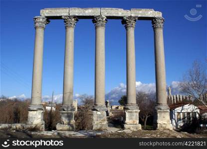 Columns of oldtemple in Uzunjaburch near Silifke