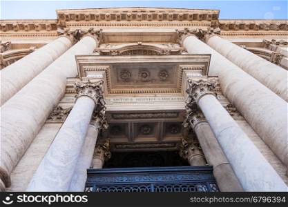 columns of Papal Archbasilica of St John in Lateran (Basilica di San Giovanni in Laterano) in Rome city
