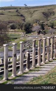Columns of temple Asklepion in Bergama, Turkey