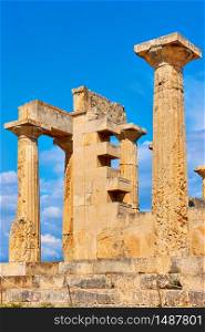 Columns of Temple of Aphaea in Aegina Island, Greece