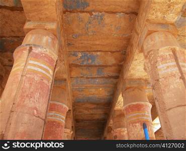 Columns supporting the roof of a temple, Temples Of Karnak, Luxor, Egypt