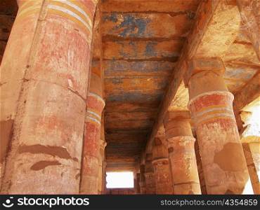 Columns supporting the roof of a temple, Temples Of Karnak, Luxor, Egypt