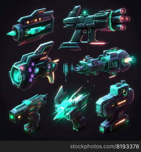 combat gun blaster video game ai generated. space science, hand fiction, battle beam combat gun blaster video game illustration. combat gun blaster video game ai generated