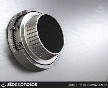 Combination safe dial lock. Concept of banking. Closeup background. 3d