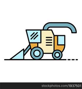 Combine harvester icon. Outline combine harvester vector icon color flat isolated. Combine harvester icon color outline vector