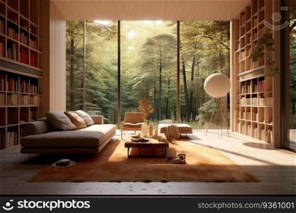Comfortable japanese inspired living room created by generative AI