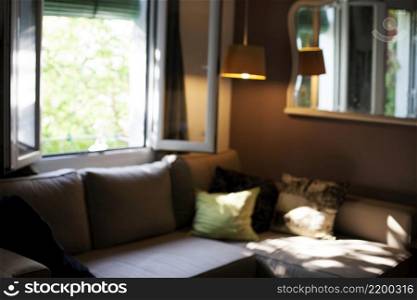 comfortable living room with sofa open window