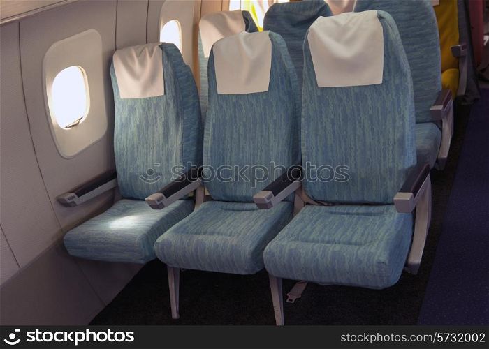 Comfortable seats in aircraft cabin Tu-144.