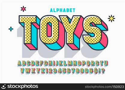 Comic 3d display font design, alphabet, letters and numbers. Swatch color control. Comic 3d display font design, alphabet, letters and numbers
