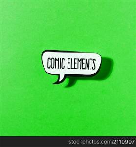 comics elements speech bubble green background