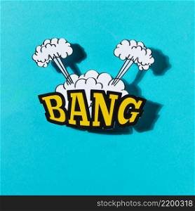 comics explosion abstract style with text bang turquoise backdrop