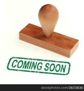 Coming Soon Rubber Stamp Showing New Product Announcement. Coming Soon Rubber Stamp Shows New Product Announcement