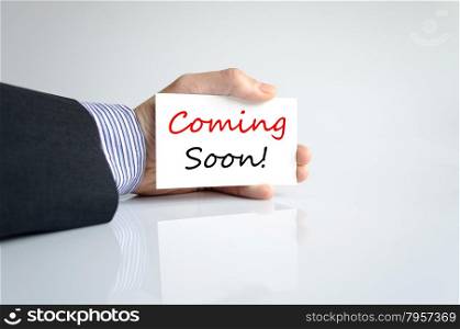 Coming soon text concept isolated over white background