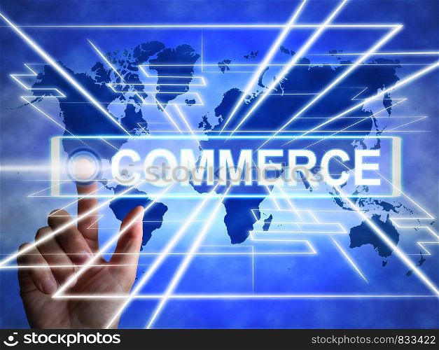Commerce concept icon shows commercial industry and selling. Trade between buyer and seller - 3d illustration