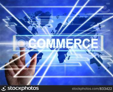 Commerce concept icon shows commercial industry and selling. Trade between buyer and seller - 3d illustration
