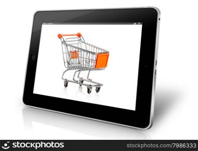 commerce concept. Shopping Online. internet shopping concept. Shopping cart and tablet