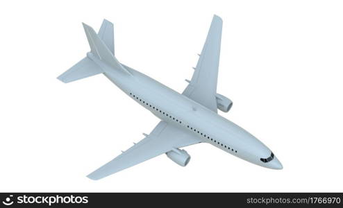 Commercial Passenger Plane in Air on White, Vacation Travel by Air Transport, Airliner Take Off Flying, Aircraft Flight and Aviation Route Airline Sign, Aviation Cargo Service 3d Illustration