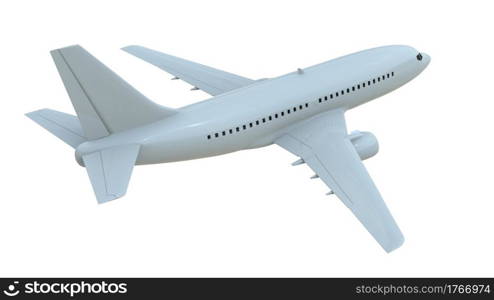 Commercial Passenger Plane in Air on White, Vacation Travel by Air Transport, Airliner Take Off Flying, Aircraft Flight and Aviation Route Airline Sign, Aviation Cargo Service 3d Illustration