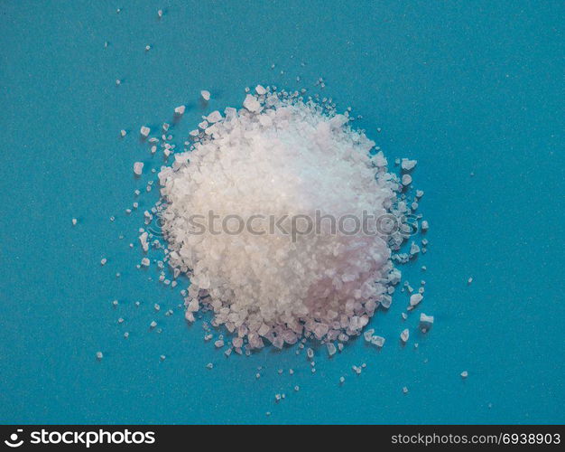 Common table salt. Irregular crystals of sea salt, aka common salt or table salt (sodium chloride)