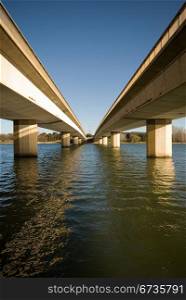 Commonwealth Bridge over Lake Burley Griffin, in Australia&rsquo;s capital city, Canberra.