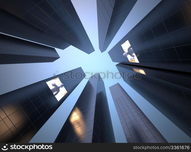 communication concept - 3d picture of skyscrapers