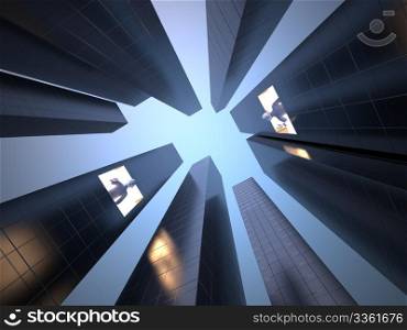 communication concept - 3d picture of skyscrapers