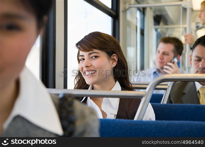 Commuters on light rail