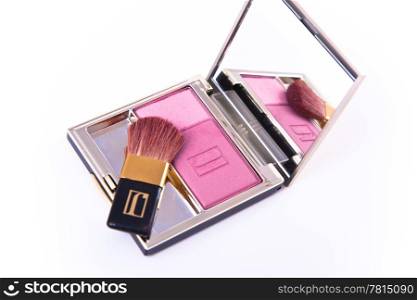 compact blush. blush with brush isolated