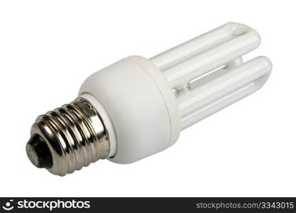Compact fluorescent lamp. Close-up. Isolated on white.