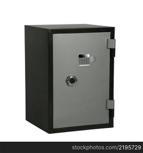Compact secure safe isolated on white background. Compact secure safe