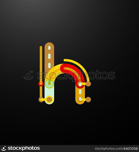 Company branding logo of initial letters. Company branding logo of initial letters on black. Flat cartoon industrial wire or tube design of ABC typeface