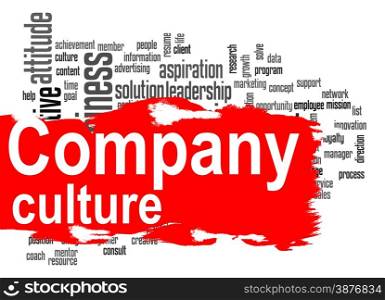 Company culture word cloud image with hi-res rendered artwork that could be used for any graphic design.. Company culture word cloud with red banner