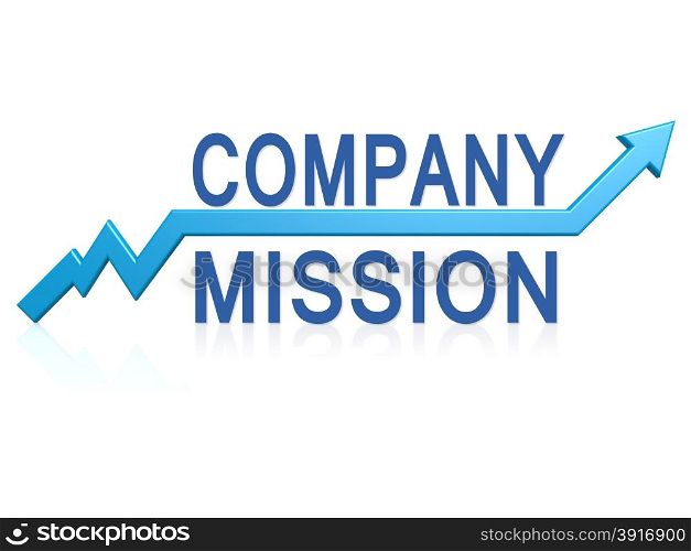 Company mission with blue arrow image with hi-res rendered artwork that could be used for any graphic design.. Saving graph
