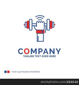 Company Name Logo Design For Dumbbell, gain, lifting, power, sport. Blue and red Brand Name Design with place for Tagline. Abstract Creative Logo template for Small and Large Business.