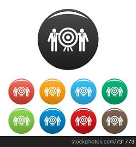 Company target icon. Simple illustration of company target vector icons set color isolated on white. Company target icons set color vector