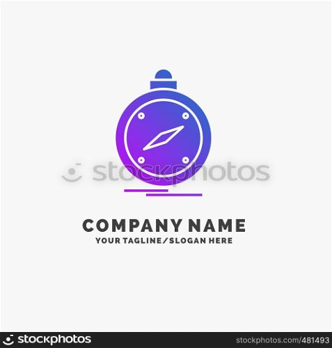 compass, direction, navigation, gps, location Purple Business Logo Template. Place for Tagline.. Vector EPS10 Abstract Template background
