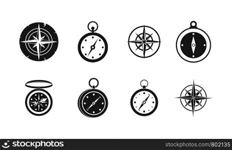 Compass icon set. Simple set of compass vector icons for web design isolated on white background. Compass icon set, simple style
