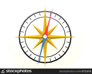 Compass isolated blank on white, 3D rendering