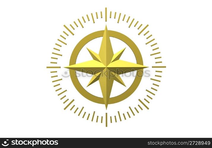 Compass isolated on white background 3d render