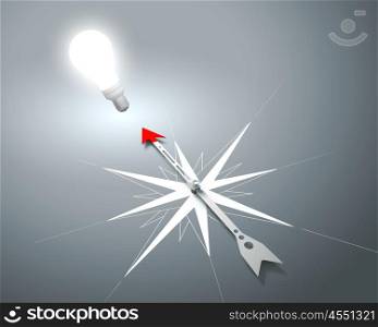 Compass of success. Conceptual image of compass pointing the direction