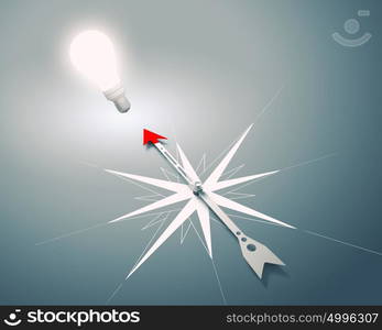 Compass of success. Conceptual image of compass pointing the direction