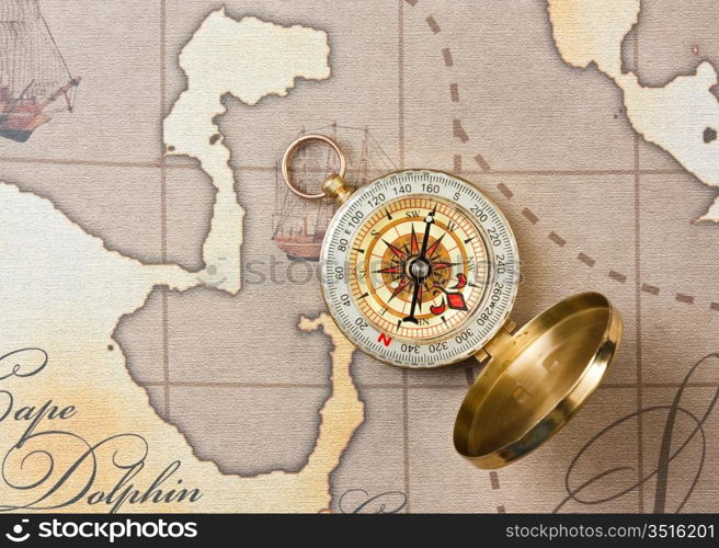 compass on a stylized map