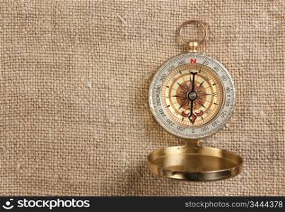 compass on old canvas background