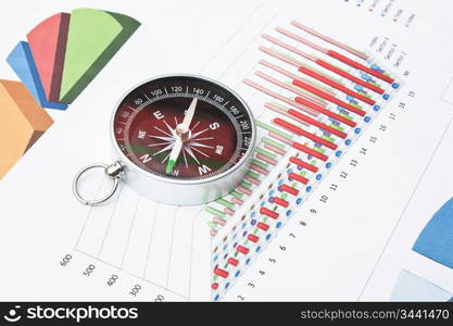 compass on paper work with diagram